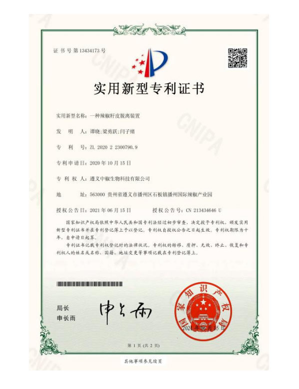  一种辣椒籽皮脱离装置